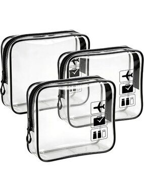 TSA Approved Clear Toiletry Bag Set - 3pcs Travel Makeup & Cosmetic Bags